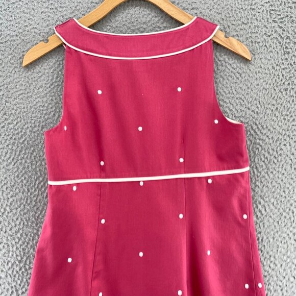 Ann Taylor Dress Womens 4 Petite Pink Polka Dot Scallop Hem Sheath Mini Casual - Picture 4 of 9
